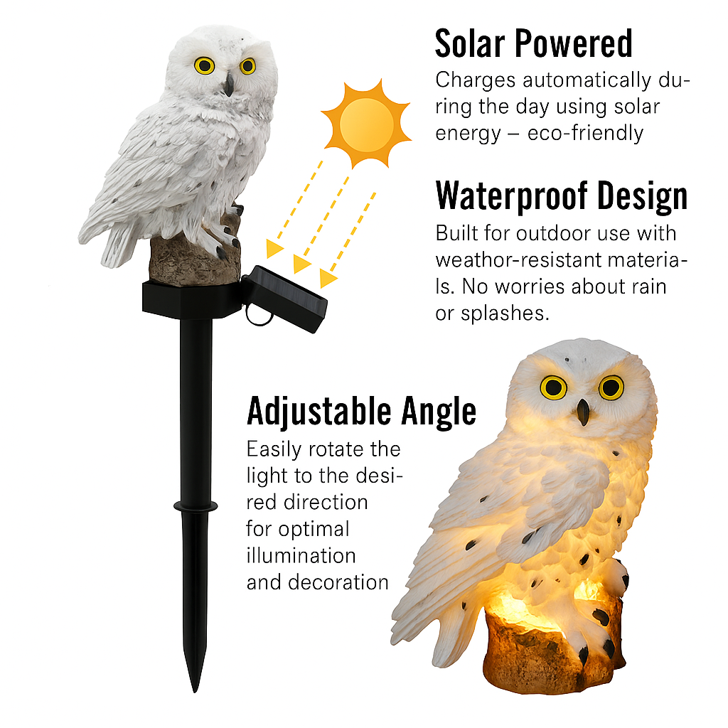 🔥Halloween Hot Sale🔥Waterproof Solar Owl Light – LED Pathway Light for Lawn, Garden & Outdoor Decor